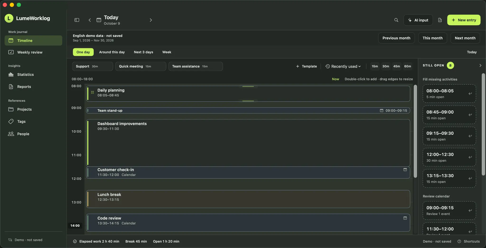 Screenshot 2 of LumeWorklog