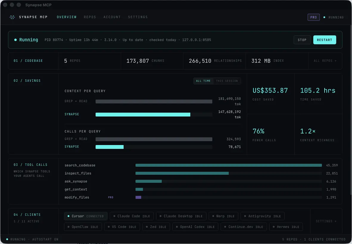 Screenshot 1 of Synapse MCP