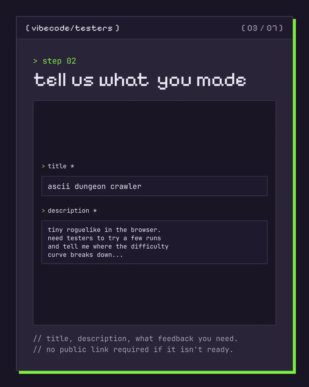 Screenshot 3 of vibecode/testers
