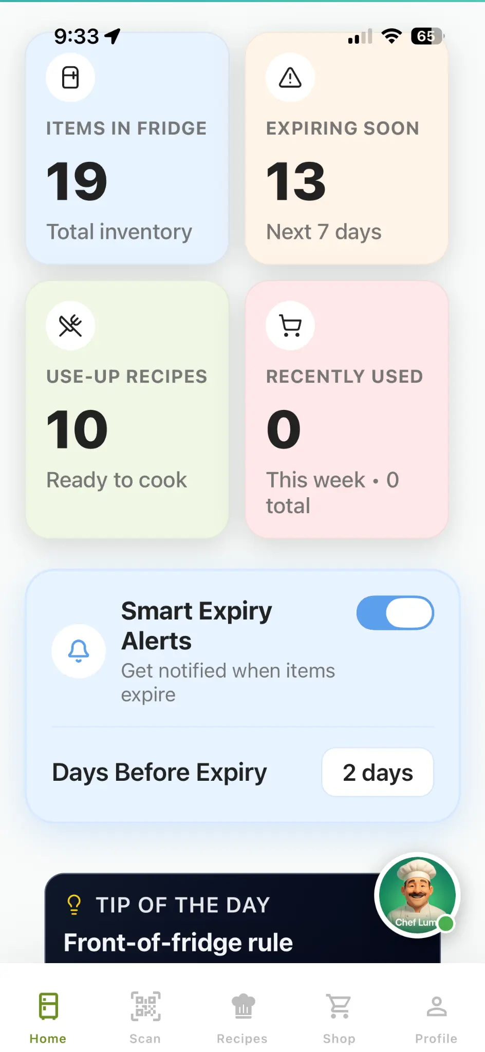 Screenshot 1 of FridgeSmart App