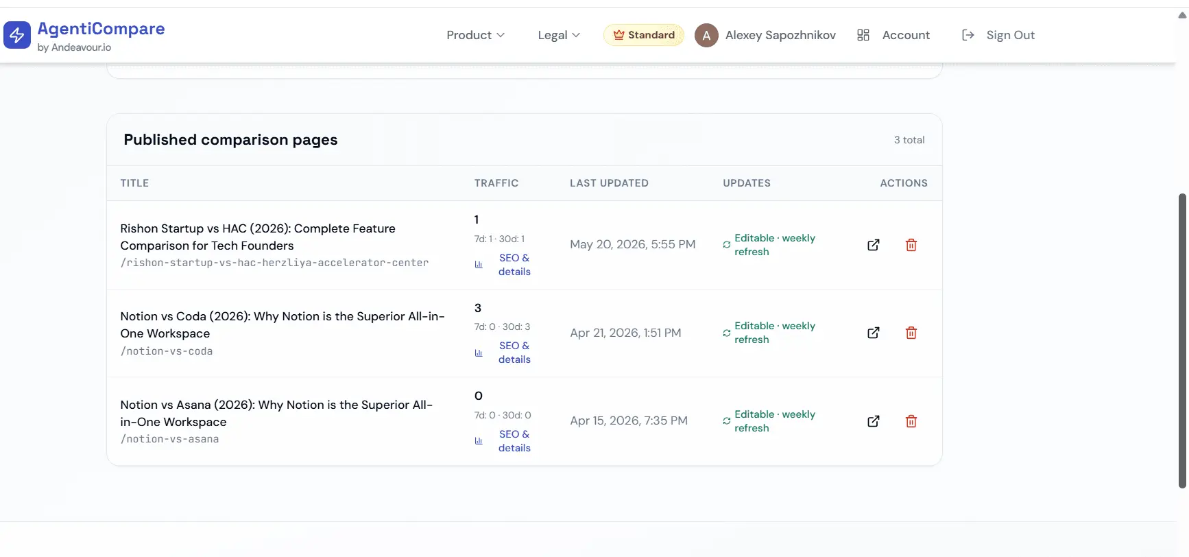 Screenshot 2 of AgentiCompare.ai