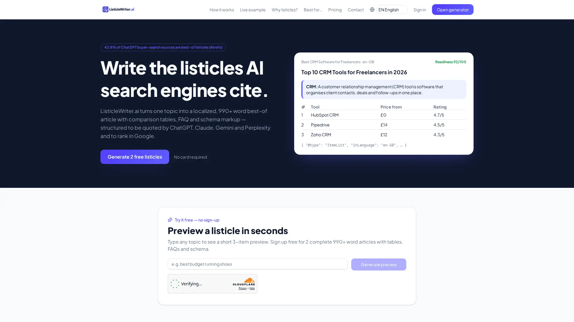 Screenshot 1 of ListicleWriter.ai