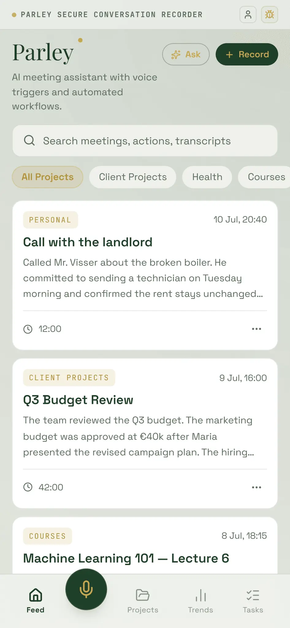 Screenshot 1 of Parley Notes