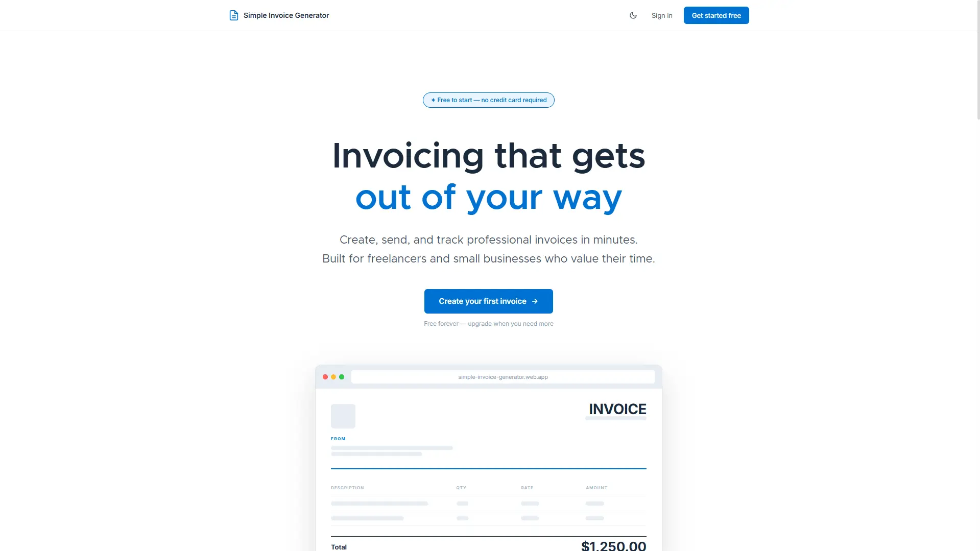 Screenshot 1 of Simple Invoice Generator