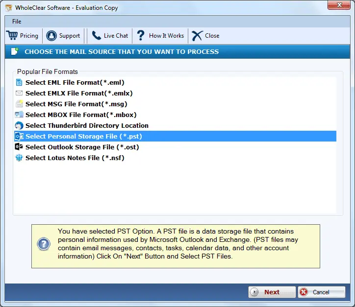 Screenshot 3 of WholeClear PST to MBOX Converter