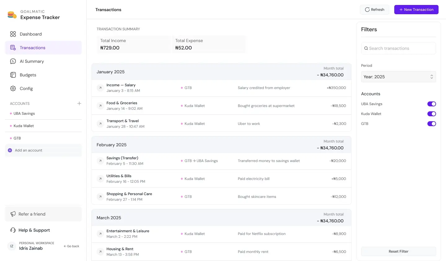 Screenshot 5 of Goalmatic Expense Tracker
