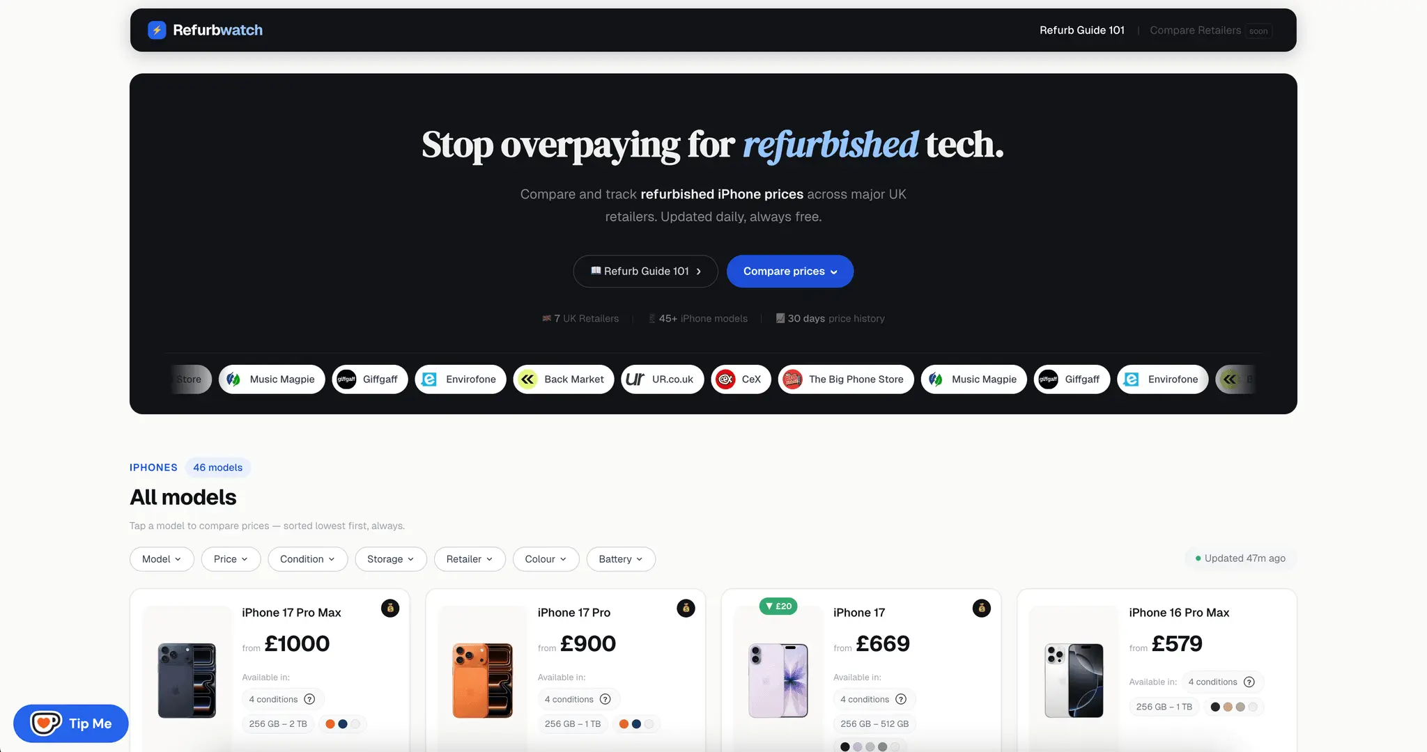 Screenshot 1 of Refurbwatch