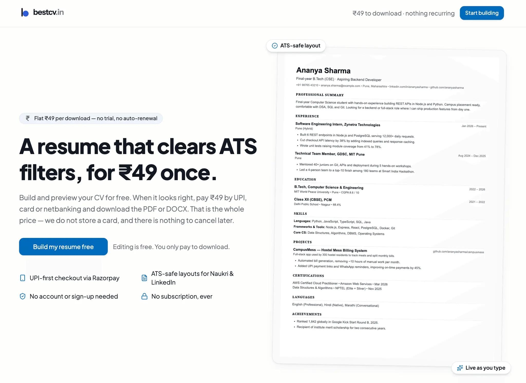 Screenshot 1 of BestCV