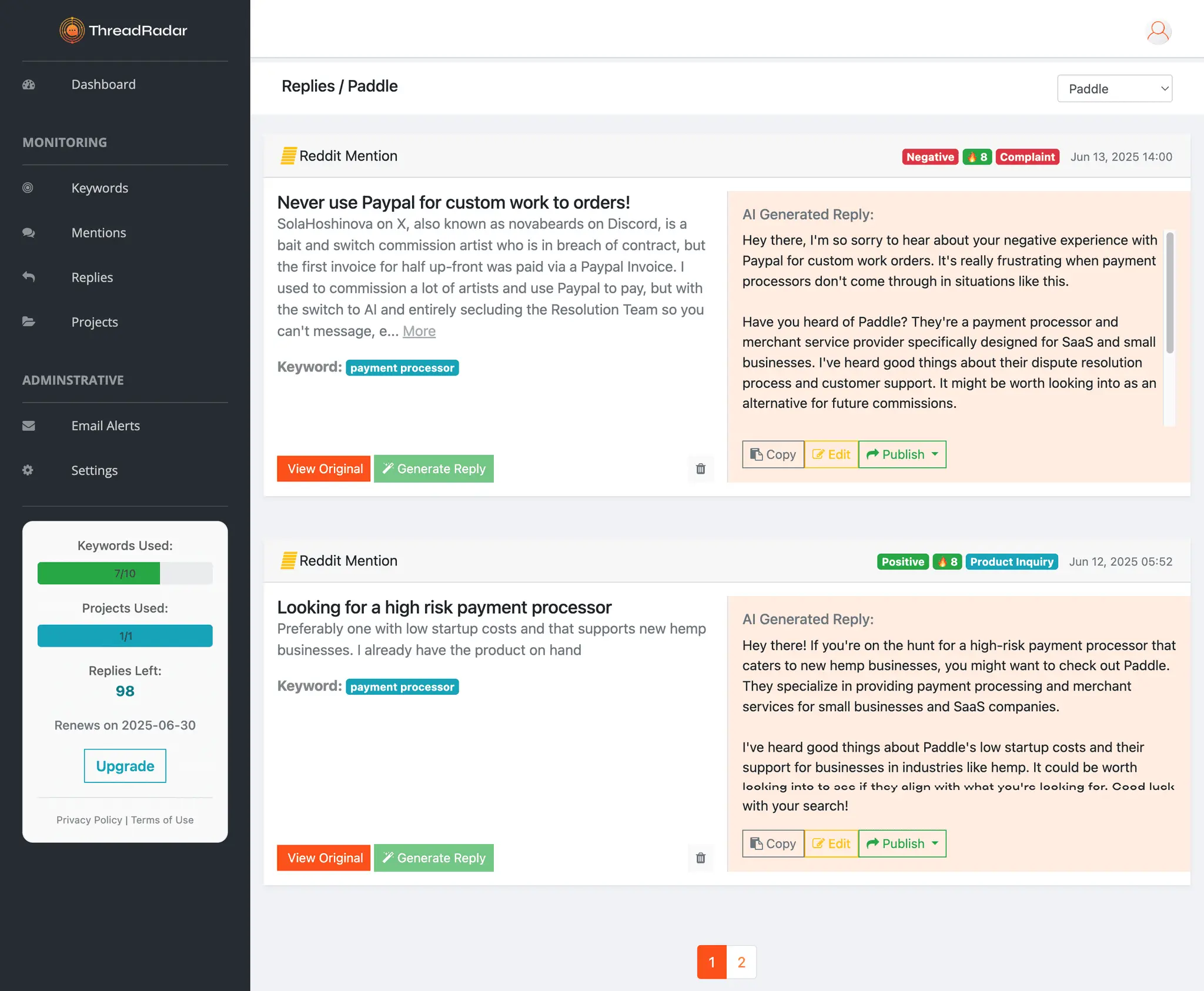 Screenshot 1 of ThreadRadar
