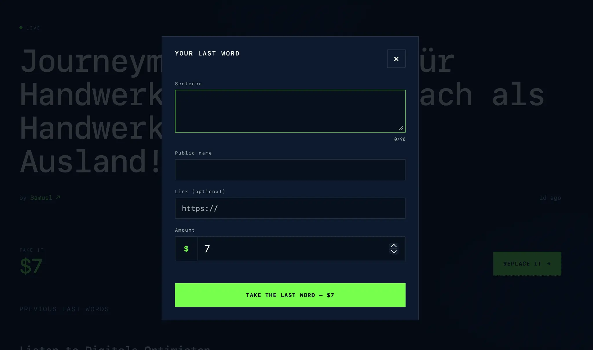Screenshot 2 of lastword.one