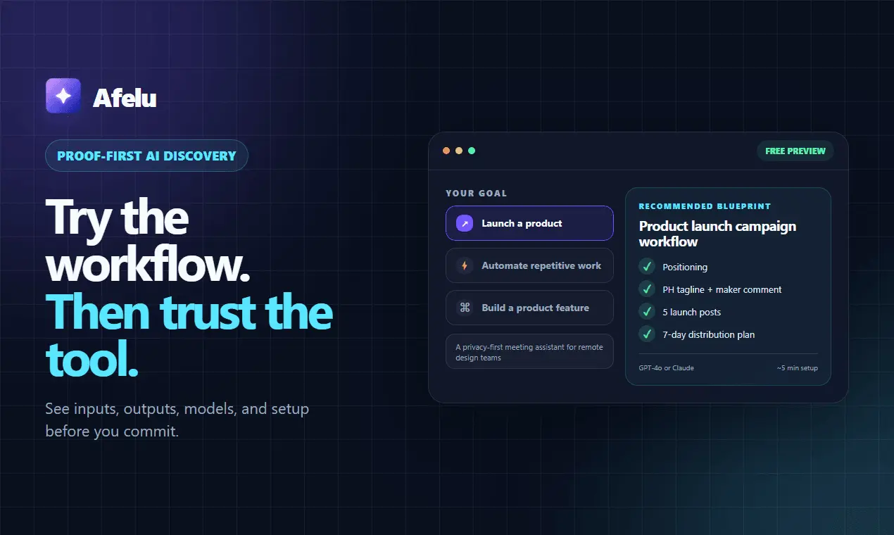 Screenshot 1 of Afelu AI Marketplace