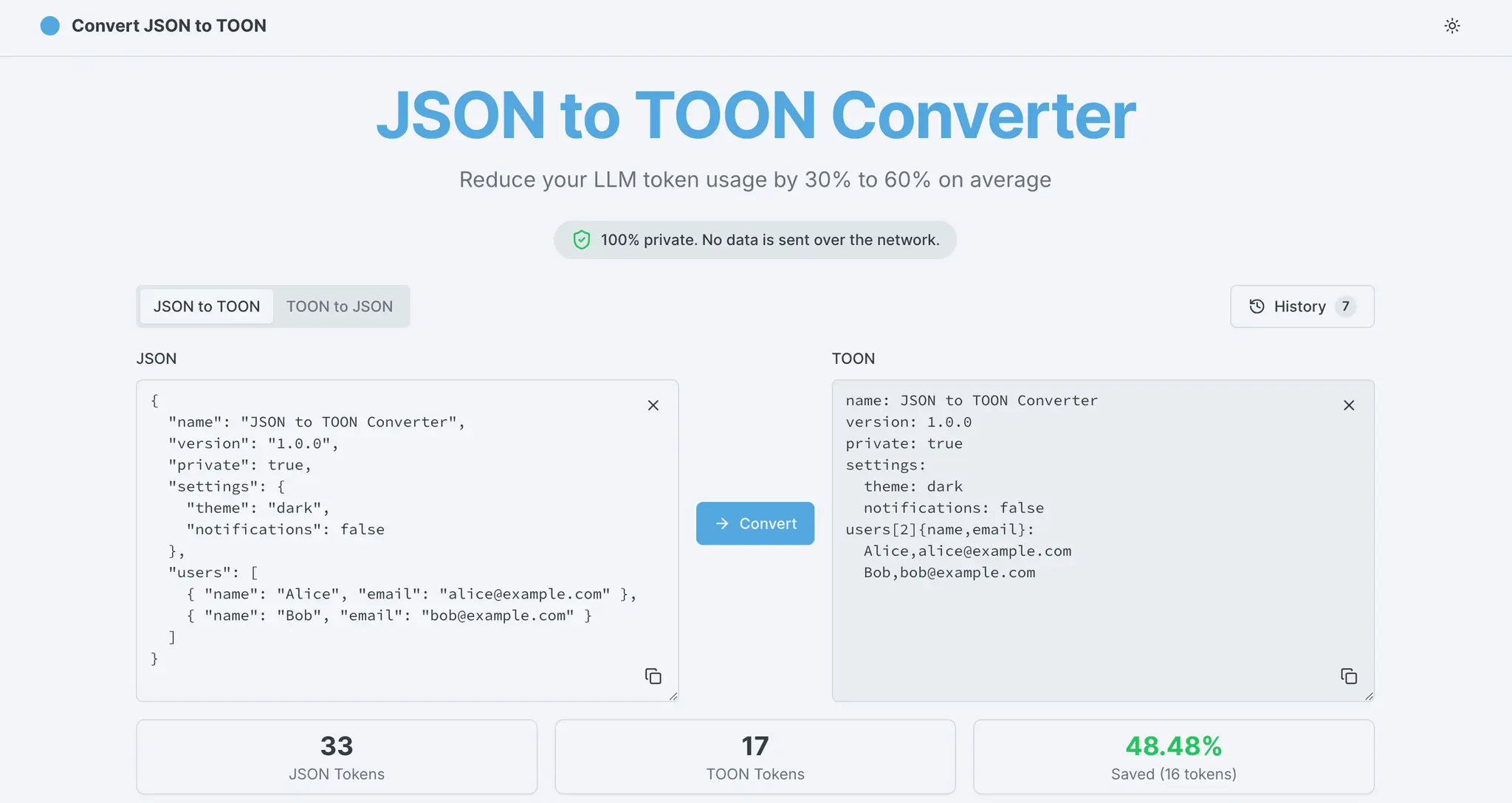 Screenshot 2 of Convert JSON to TOON for free
