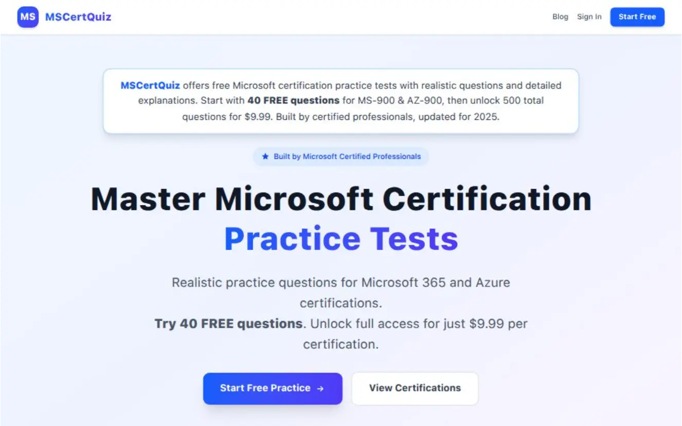 Screenshot 3 of MsCertQuiz Microsoft Exam Questions