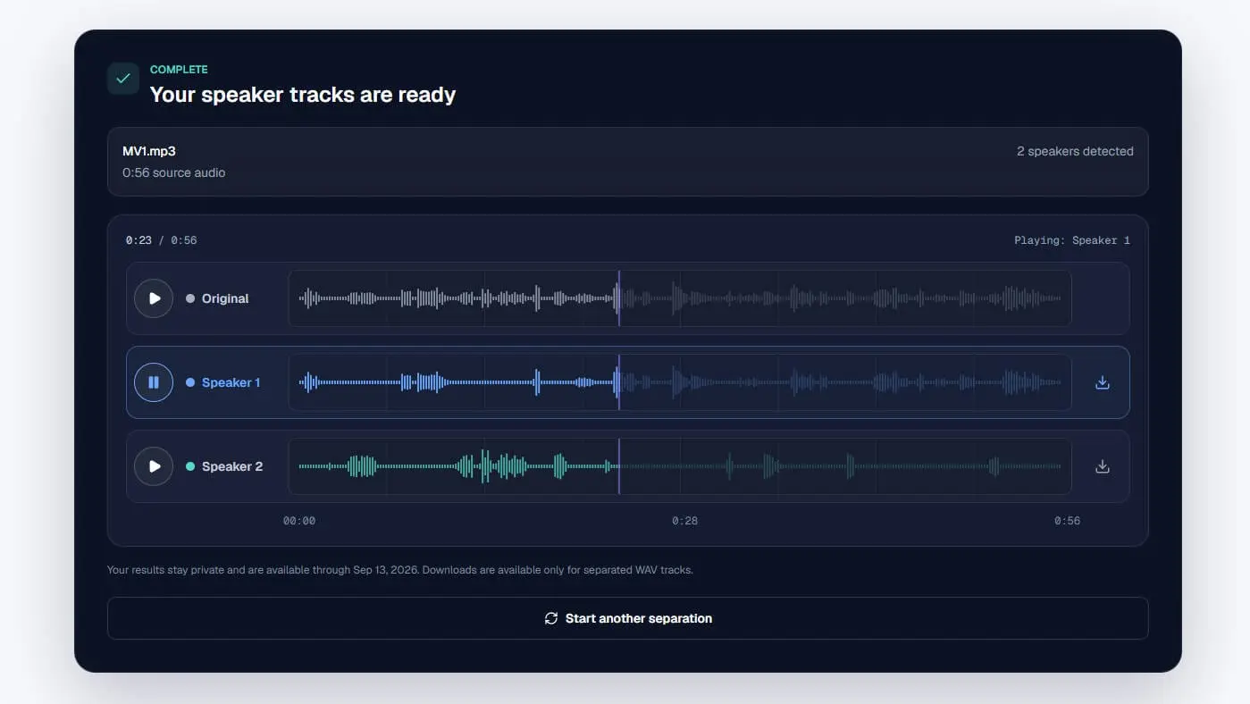 Screenshot 2 of Seply AI Speaker Separation
