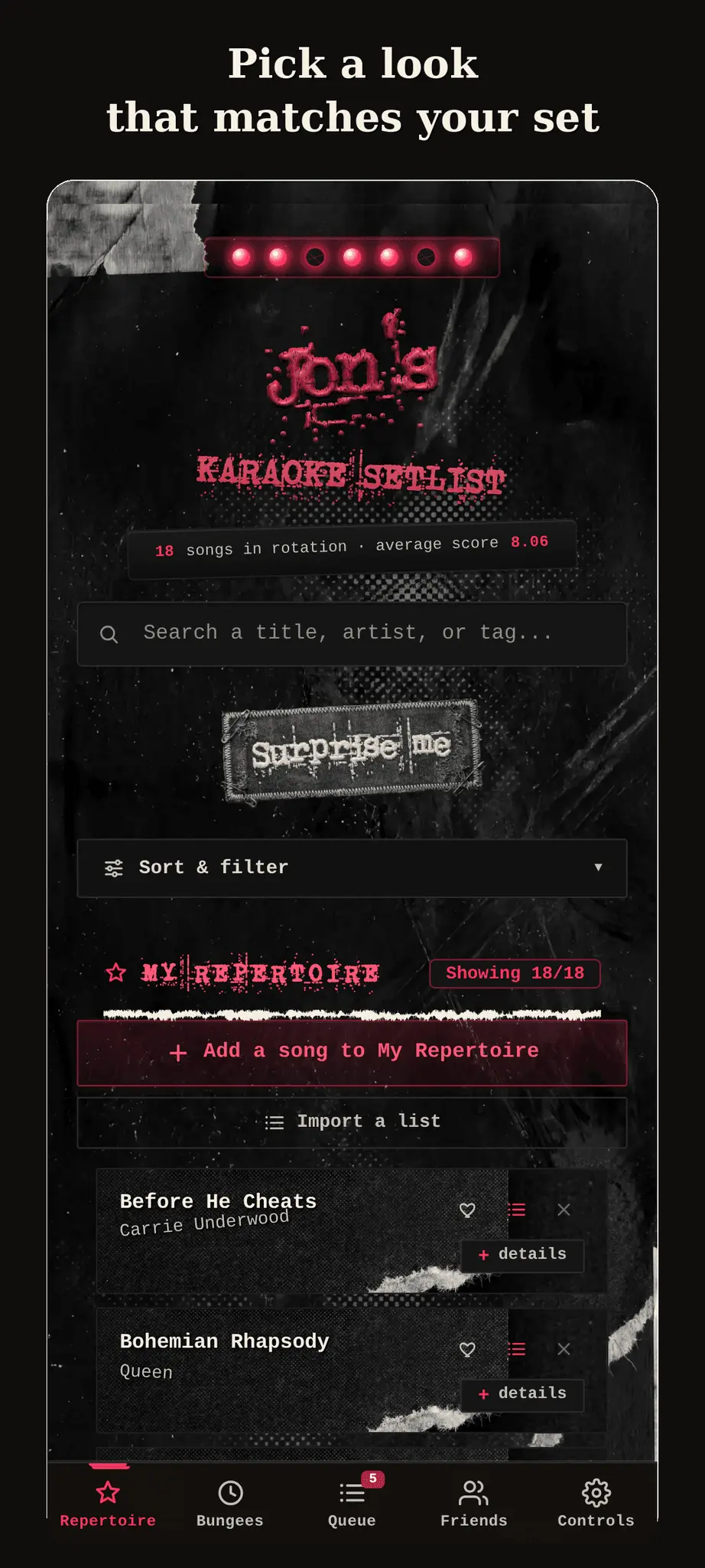 Screenshot 1 of Reprise: Karaoke Setlist