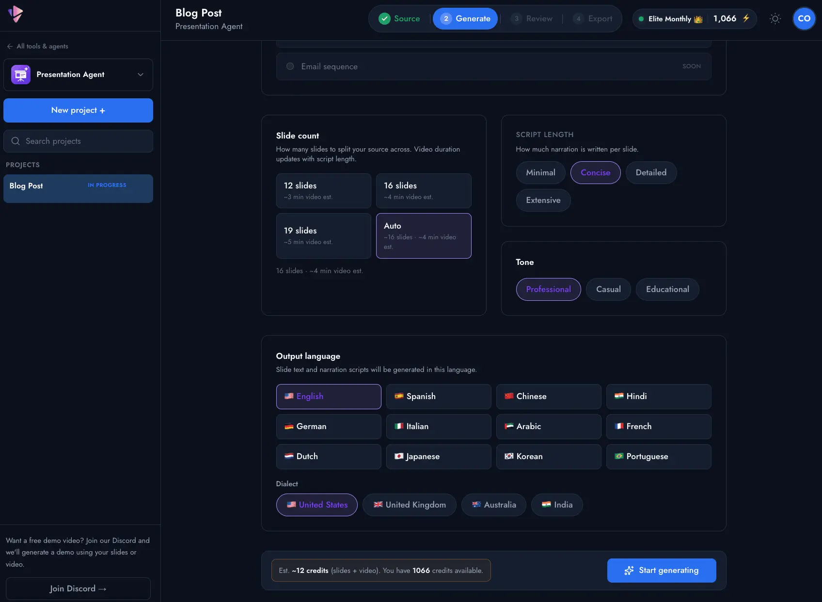 Screenshot 3 of Presentation Agent