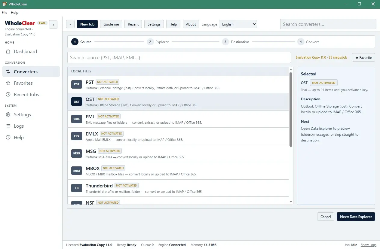 Screenshot 1 of WholeClear OST to MSG Converter