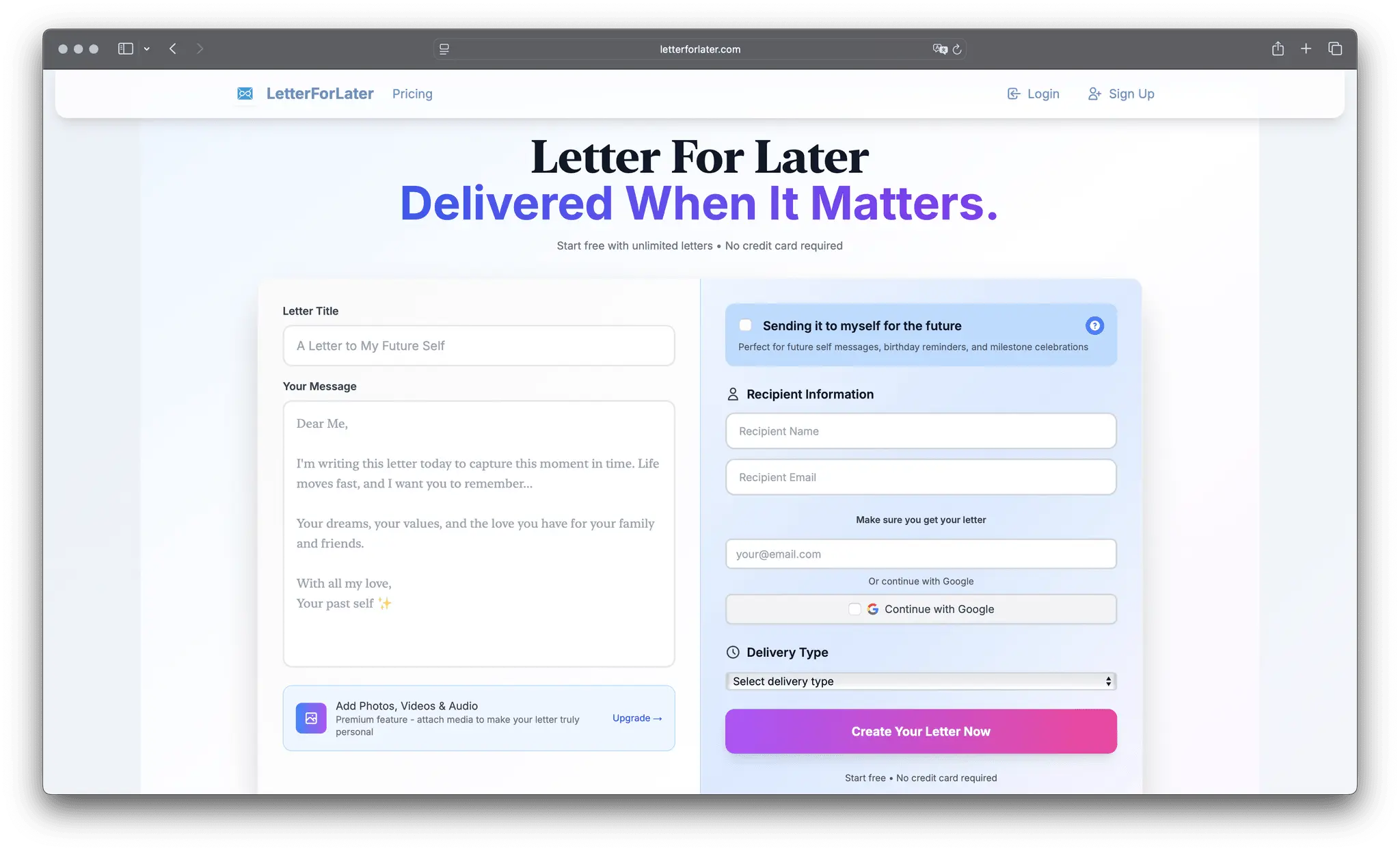 Screenshot 1 of LetterForLater