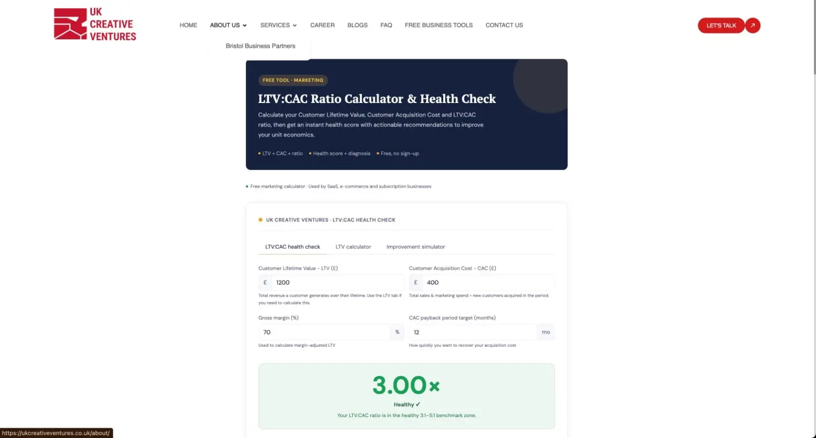Screenshot 2 of LTV:CAC Ratio Calculator