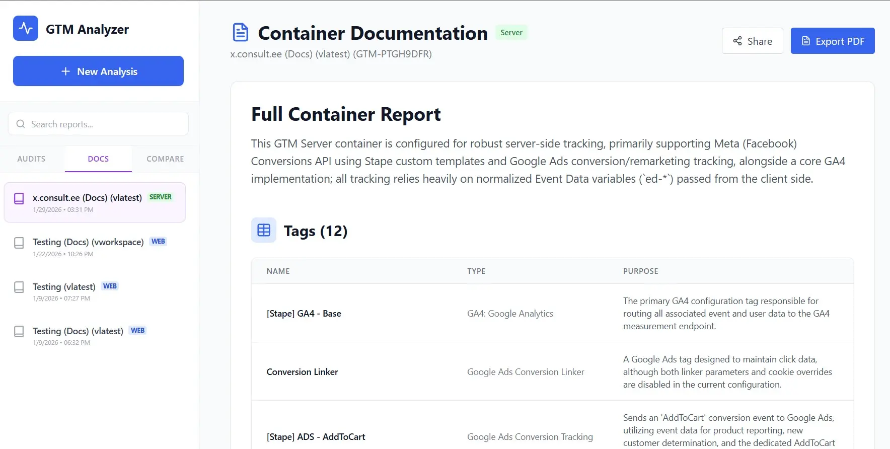 Screenshot 2 of GTM Analyzer