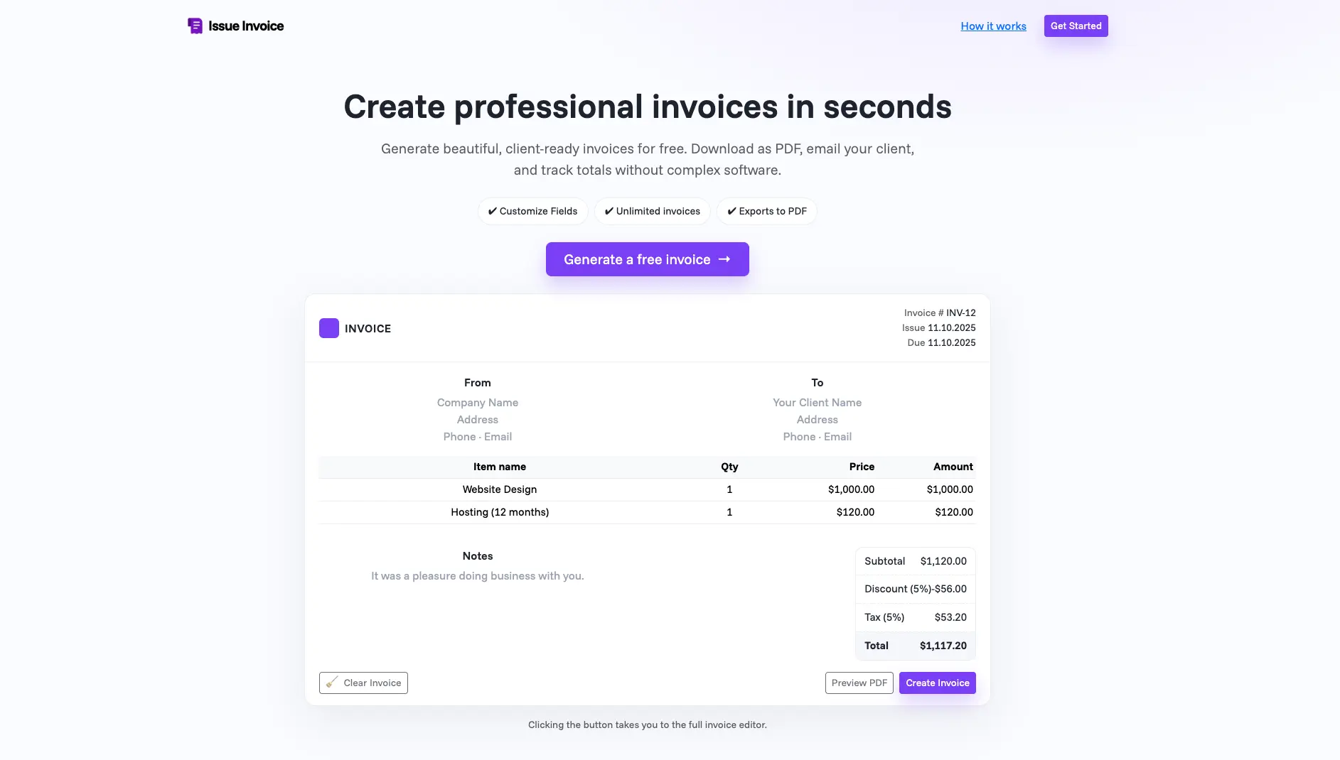 Screenshot 1 of IssueInvoice