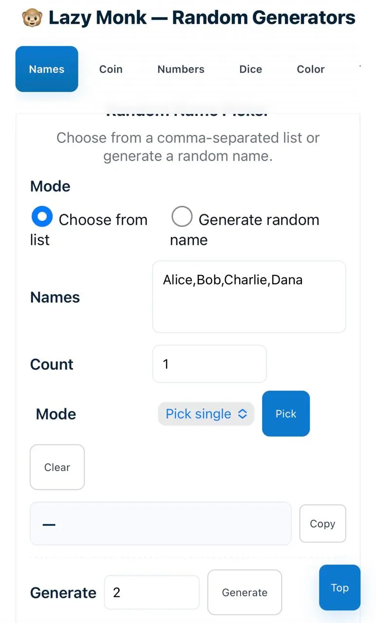 Screenshot 3 of Lazy Monk — Random Generators