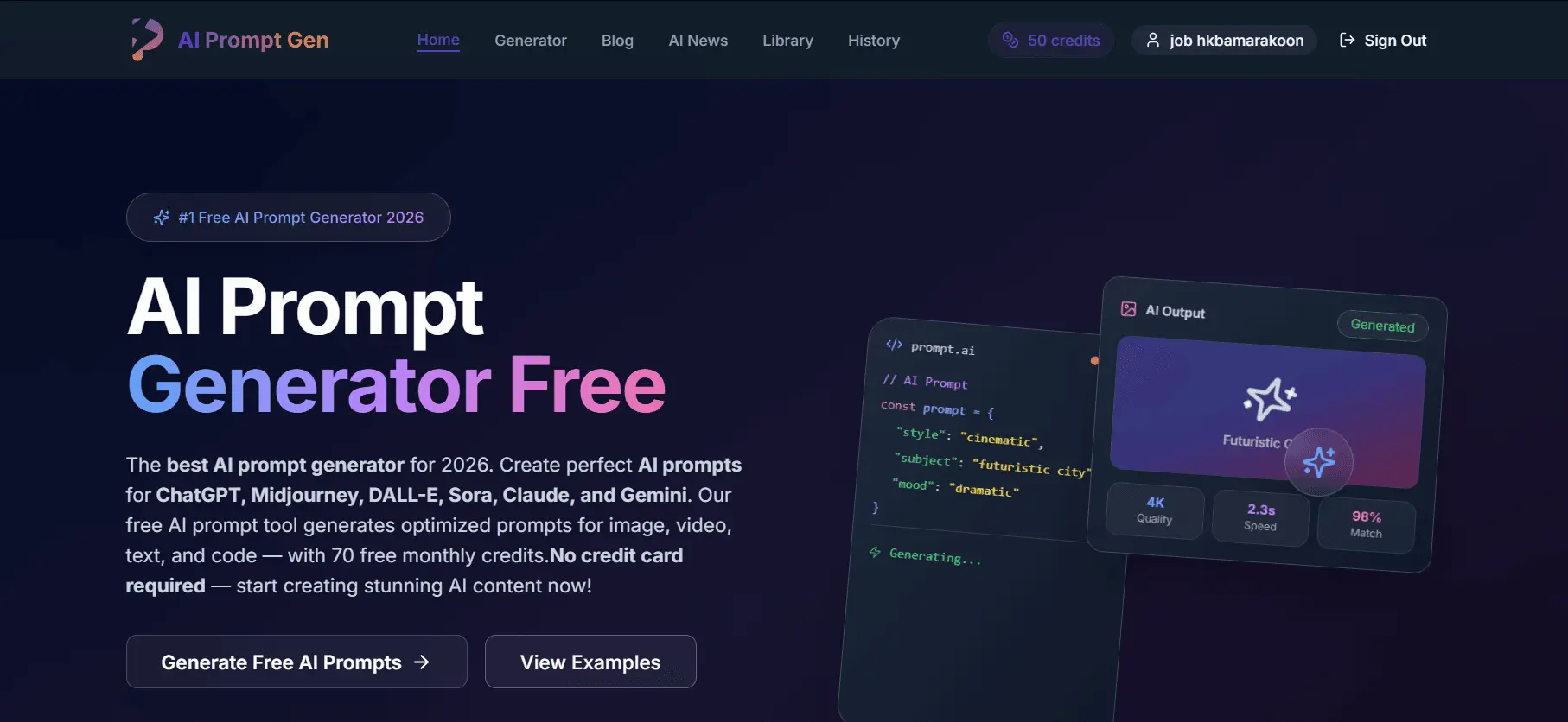 Screenshot 1 of AI Prompt Generator