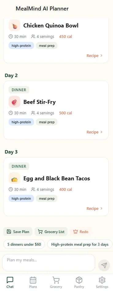 Screenshot 5 of MealMind AI Planner