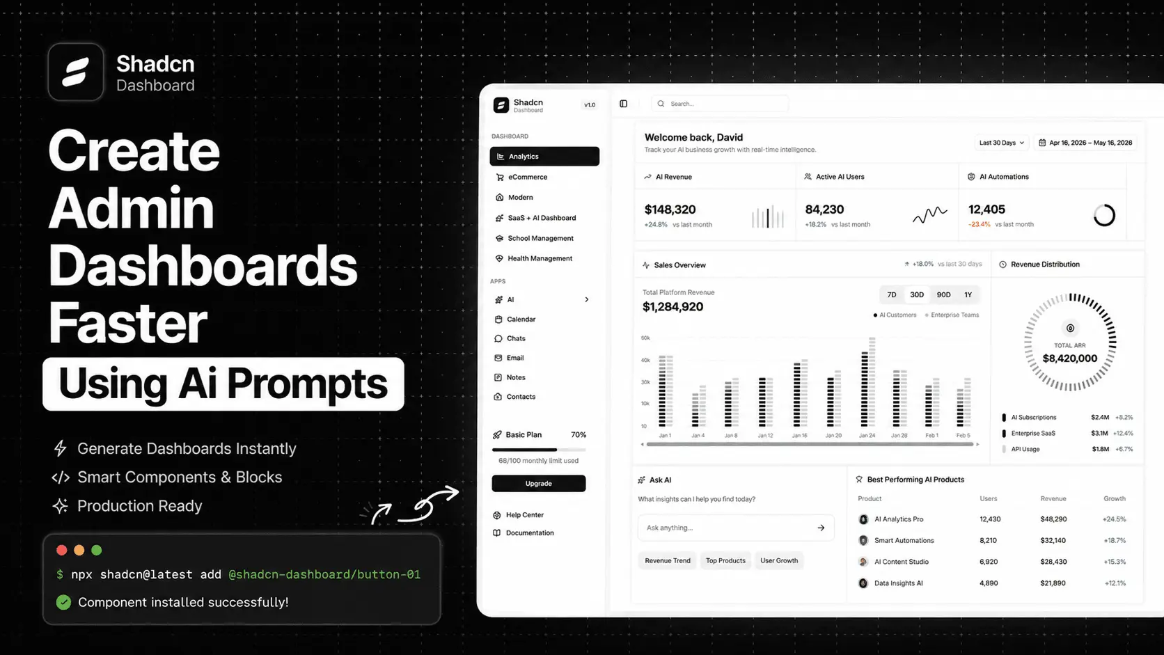 Screenshot 1 of Shadcn Dashboard