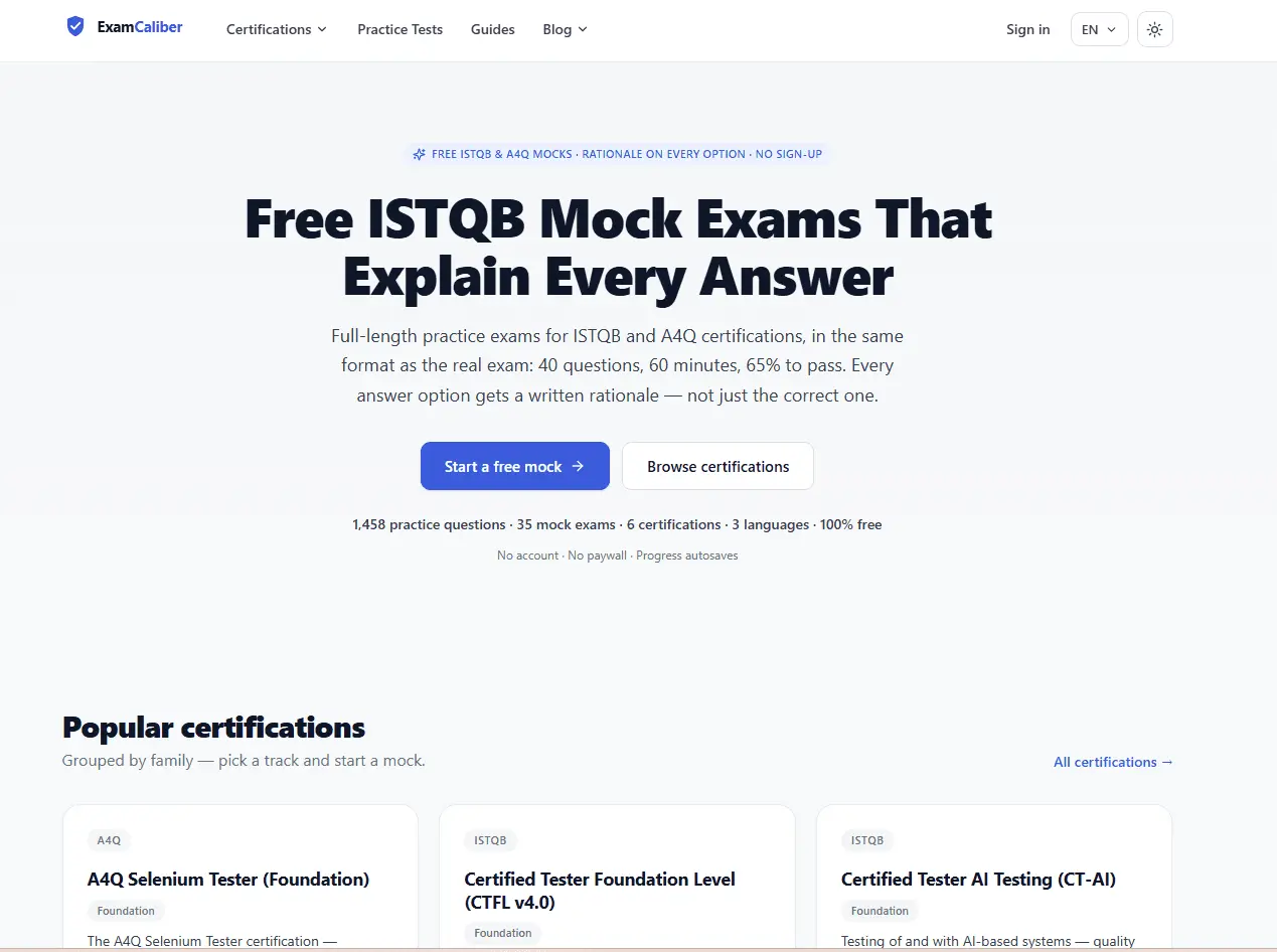 Screenshot 1 of ExamCaliber