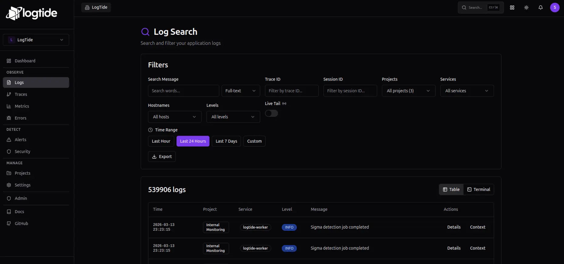 Screenshot 3 of LogTide