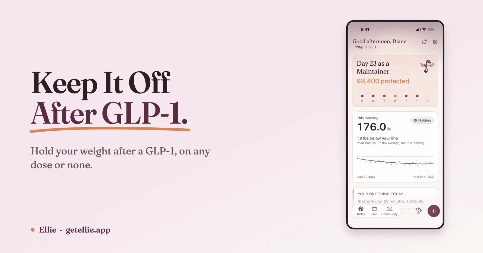 Screenshot 1 of Ellie: GLP-1 Taper & Maintain