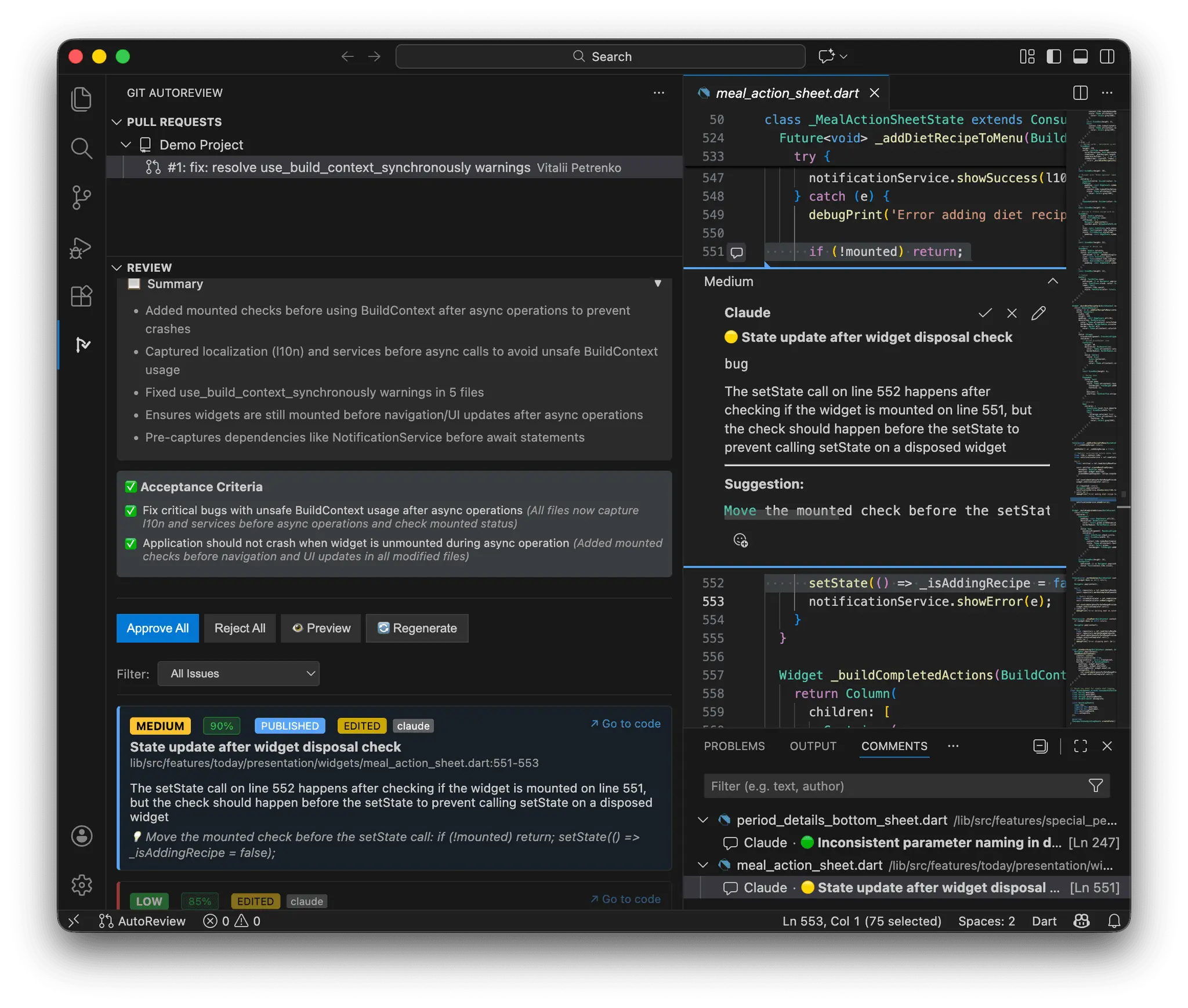 Screenshot 3 of Git AutoReview: AI Code Review Helper