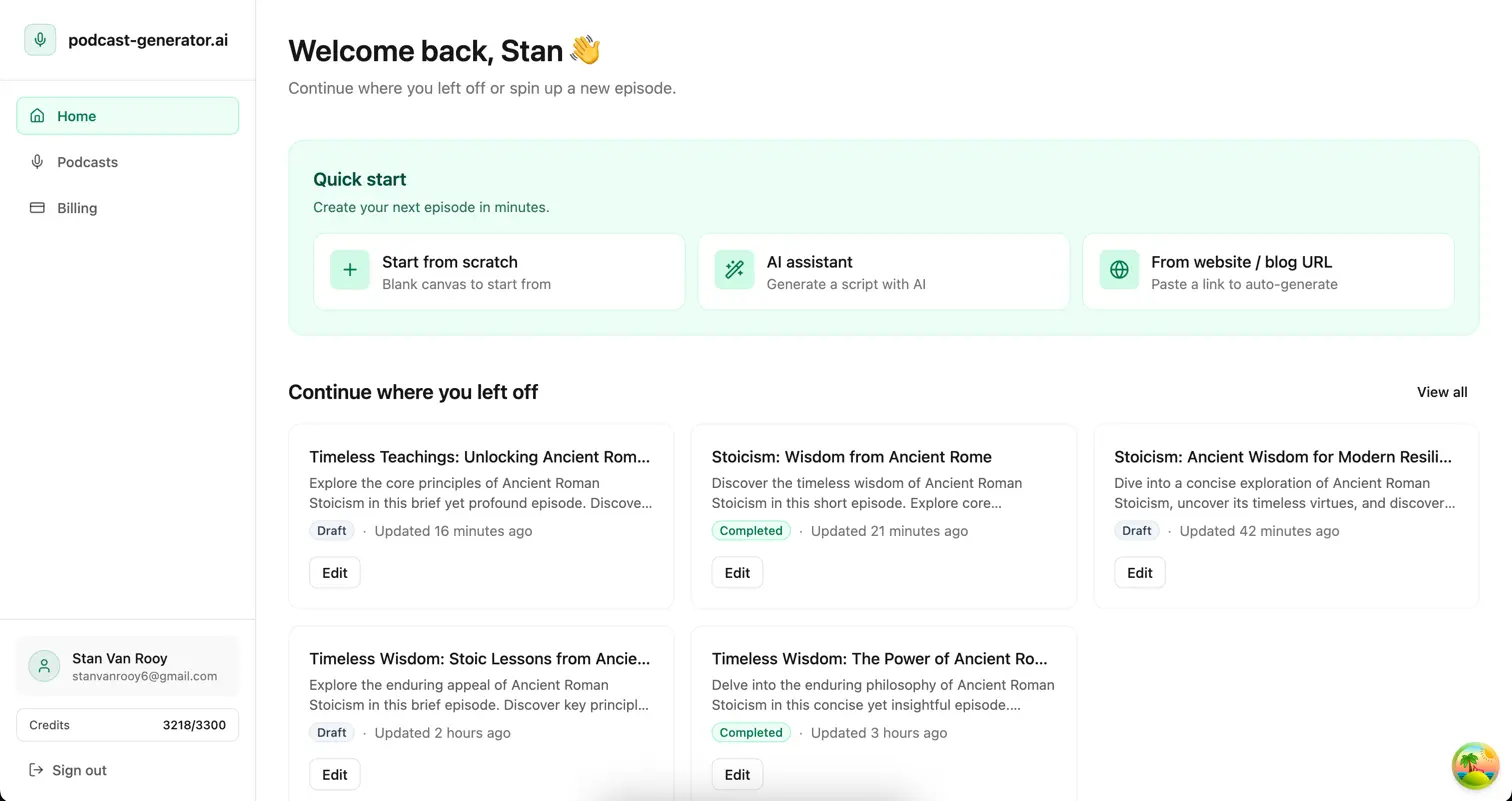 Screenshot 2 of podcast-generator.ai