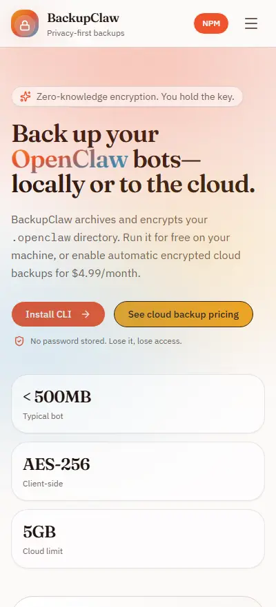 Screenshot 3 of BackupClaw
