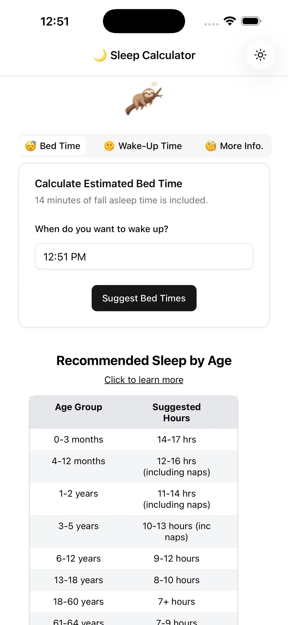 Screenshot 2 of Sleep Calculator - Sloth