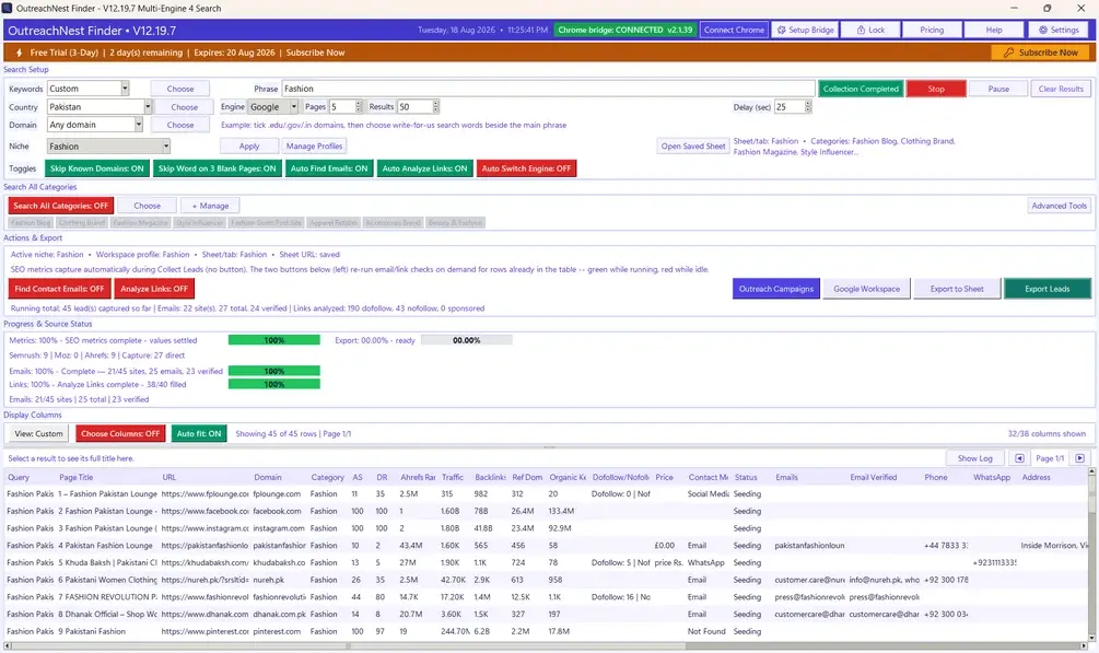 Screenshot 1 of OutreachNest Finder
