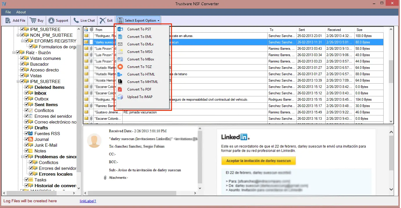 Screenshot 3 of TrustVare NSF to PST Converter