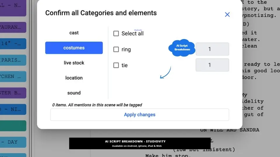 Screenshot 5 of AI Script Breakdown Software| Studiovity