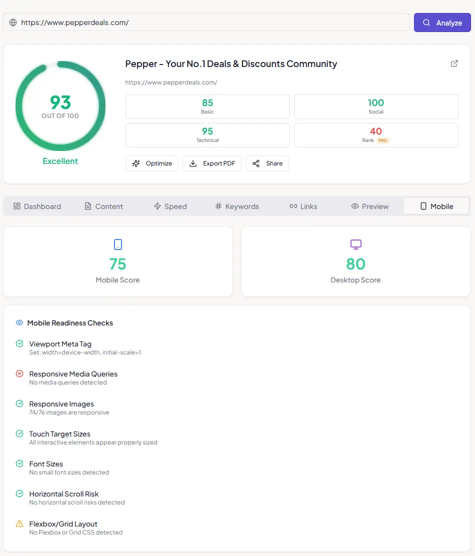 Screenshot 2 of yaSEO - Website Analyzer