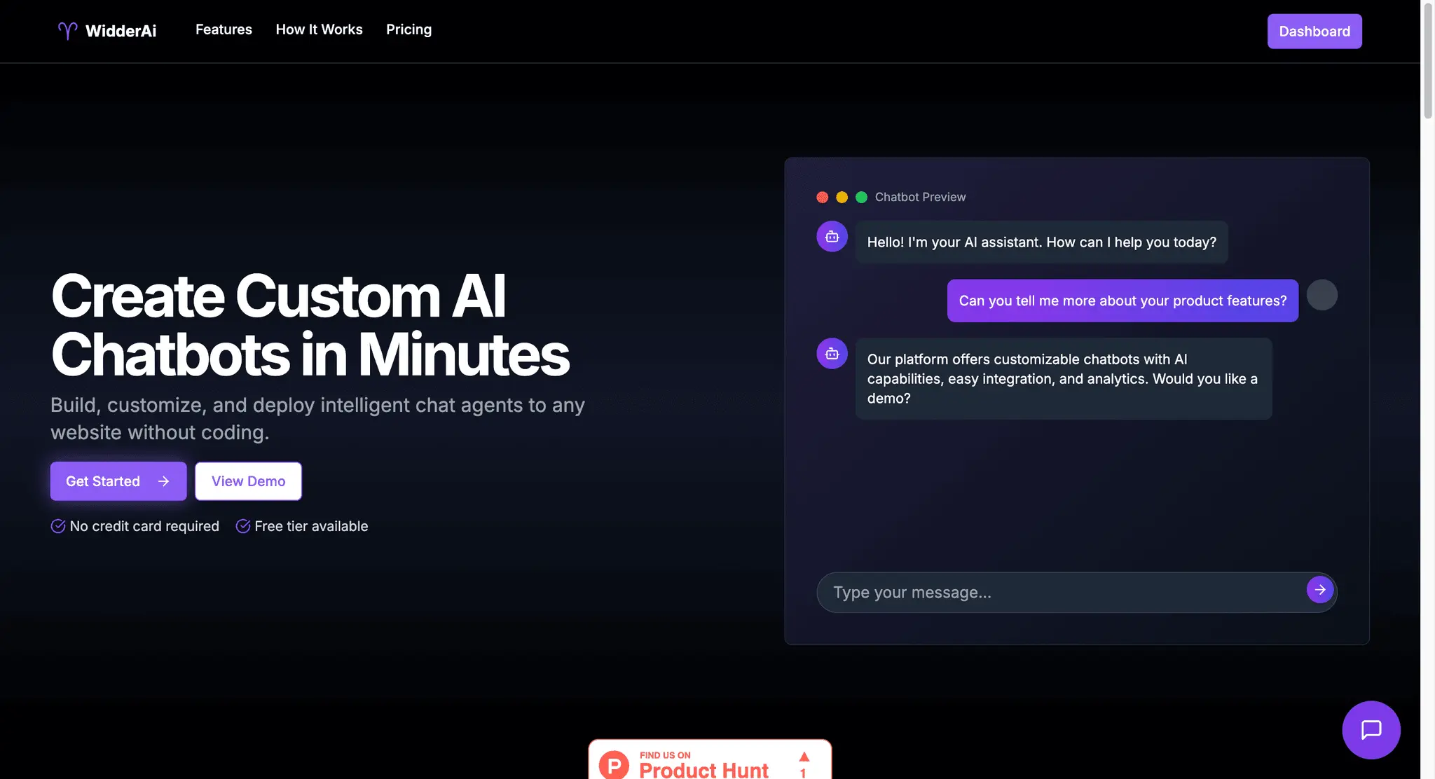 Screenshot 1 of WidderAI - AI Chatbots in Minutes