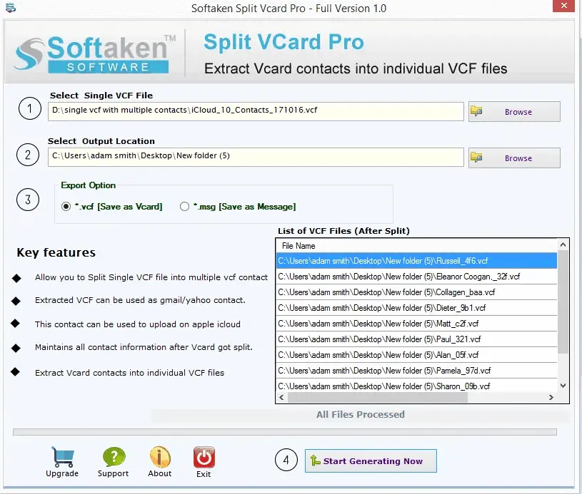 Screenshot 2 of Softaken Split vCard