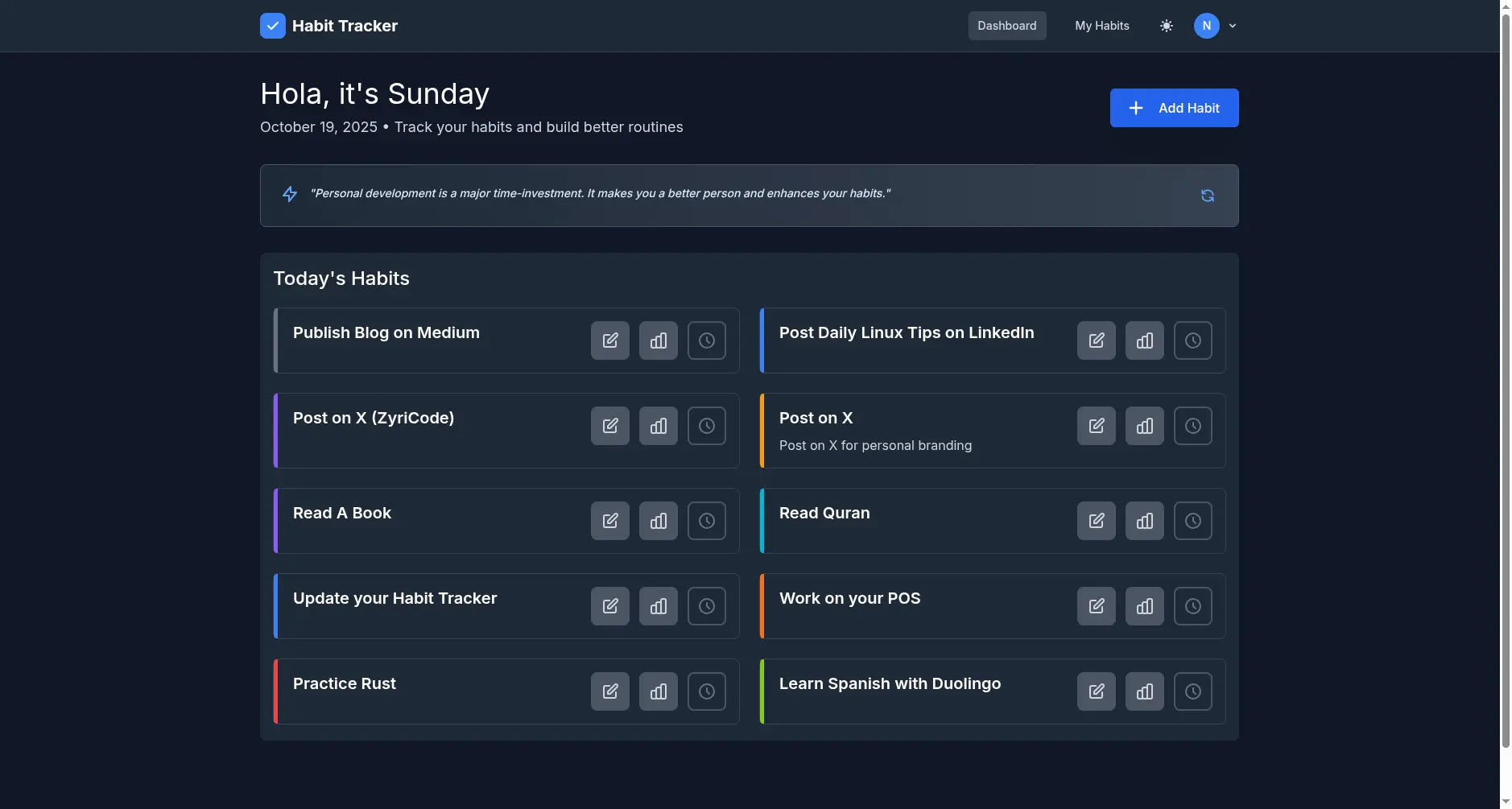 Screenshot 1 of Habit Tracker