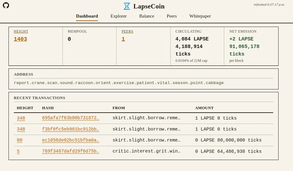 Screenshot 1 of LapseCoin
