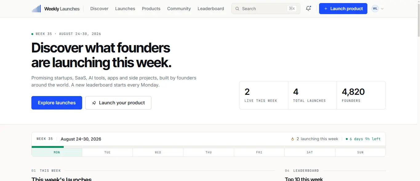 Screenshot 1 of Weekly Launches