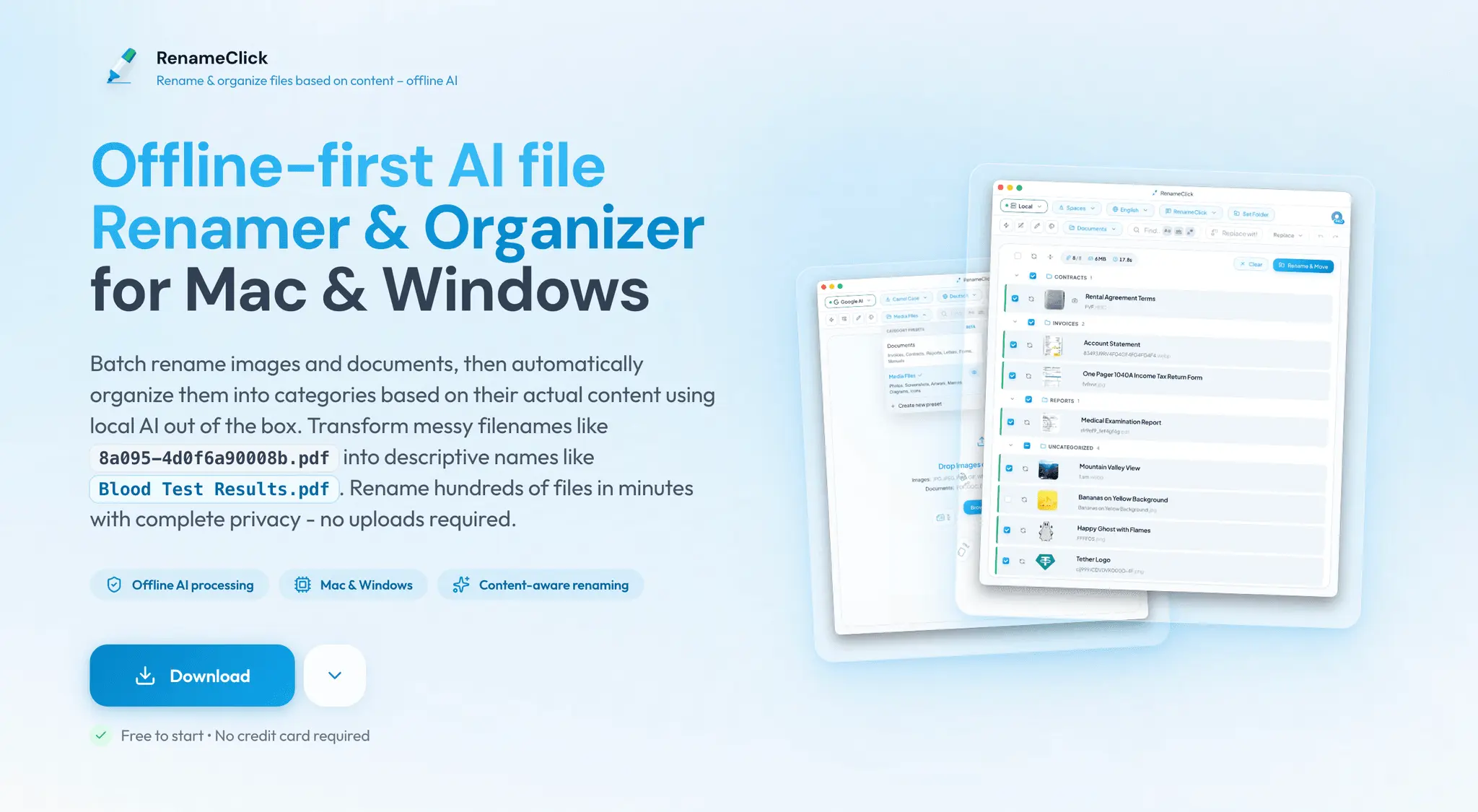 Screenshot 2 of RenameClick – Offline AI File Organizer