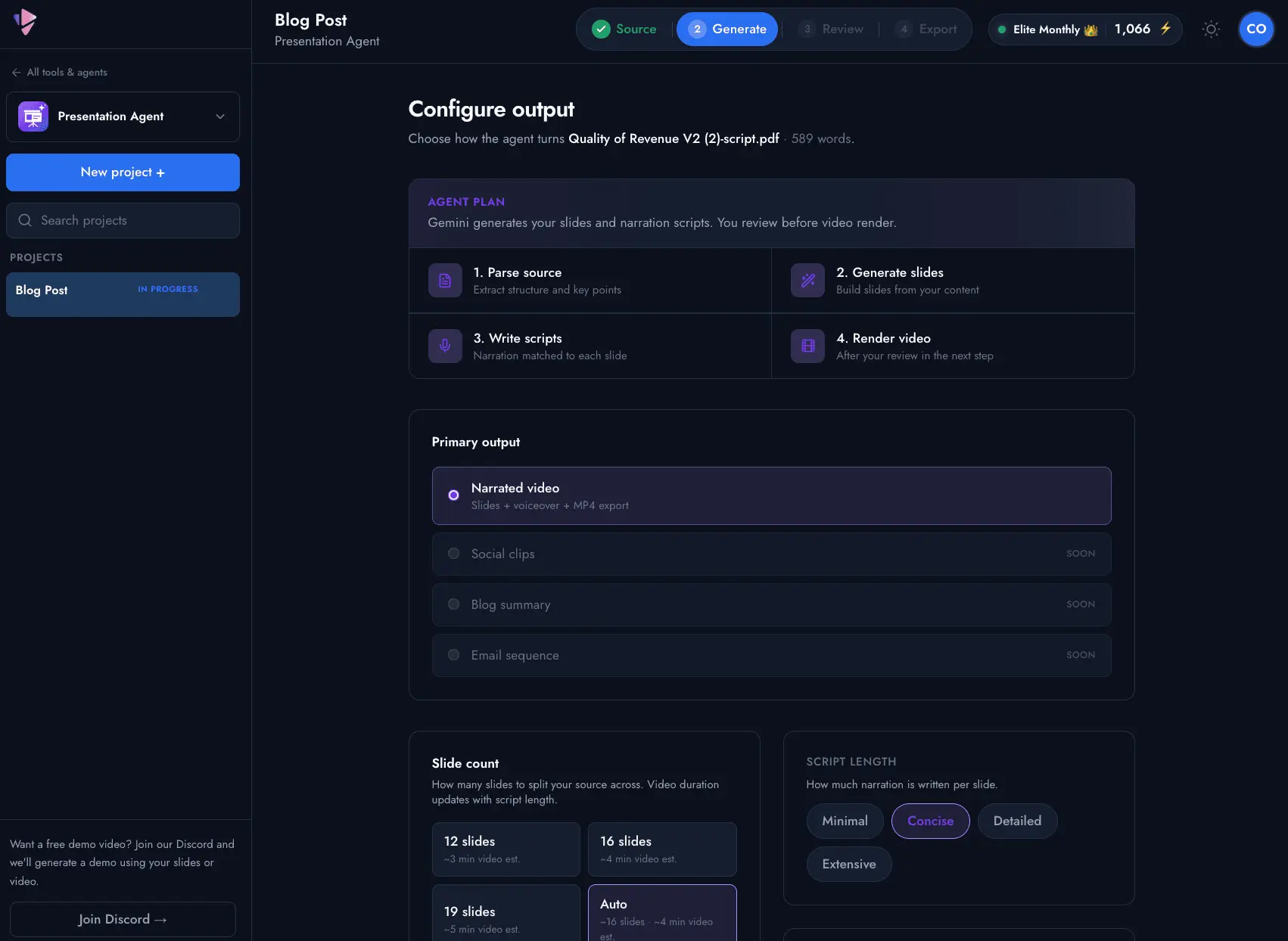 Screenshot 2 of Presentation Agent