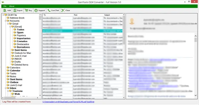 Screenshot 3 of GainTools OLM Converter Tool