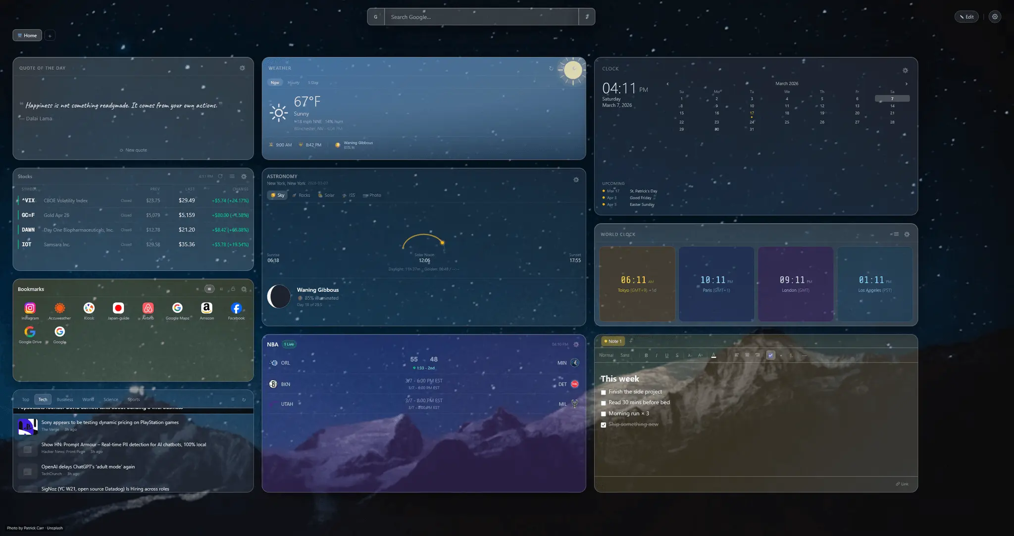 Screenshot 1 of Portara Start Page