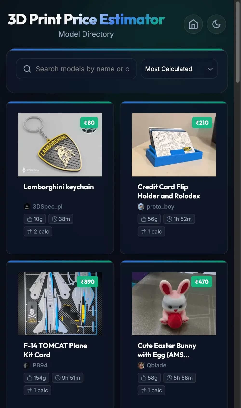 Screenshot 3 of 3D Print Price Estimator